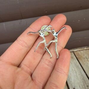 Vtg Norma Jean Signed Silvertone Modern Dancers Pin Brooch Abstract Ballet